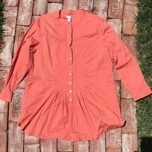 Chico’s Pleated long cotton shirt